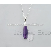 Proveedor al por mayor para la piedra preciosa Amethyst 925 collar de la manera de plata para la boda de las mujeres